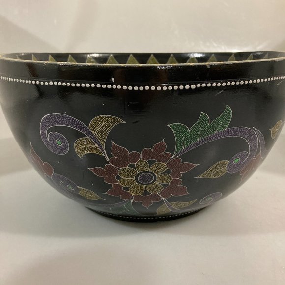 Australian Aboriginal Dot Painting Wood Bowl - Picture 3 of 6